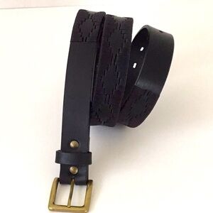 Caballos, 115 Men’s Black Western Leather Belt 115 Horse/Cowboy 50” Rustic Biker